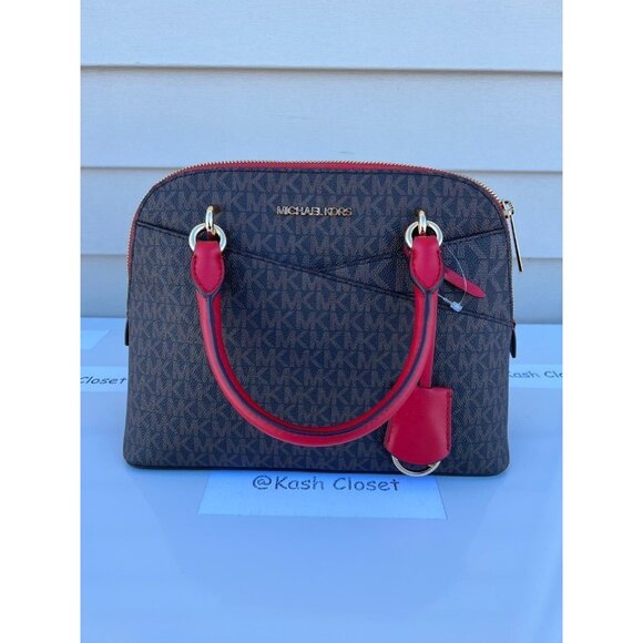 Michael Kors dome satchel purse jet set medium MK signature flame - Picture 10 of 11